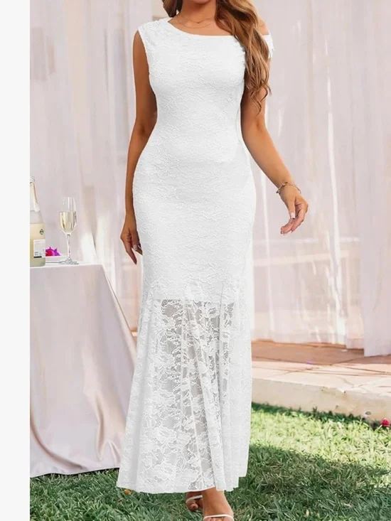 Elegant White Lace Maxi wedding dress - Picture 1 of 3